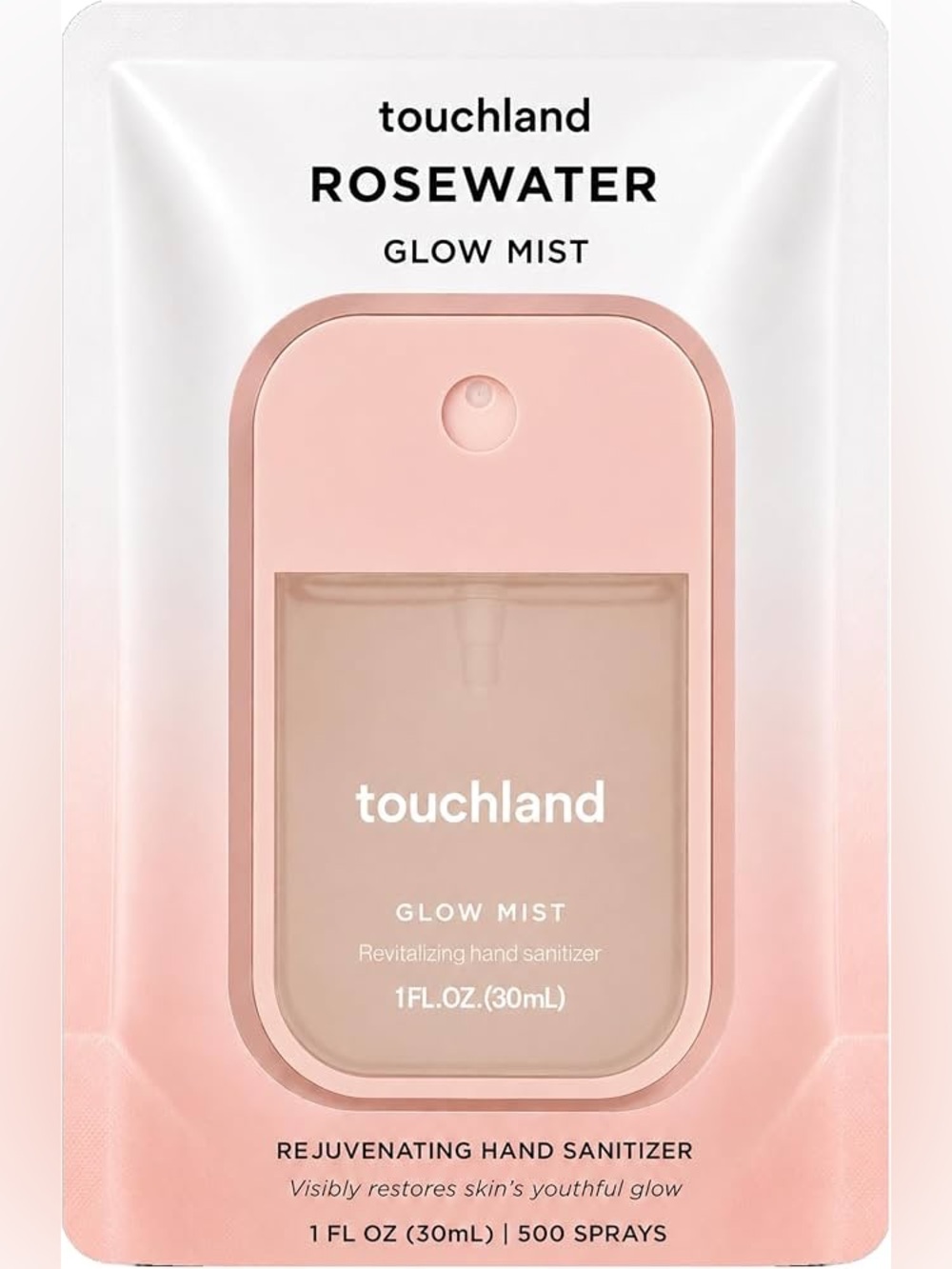 Touchland NIB Glow Revitalizing Hydrating Hand Sanitizer Spray Rosewater